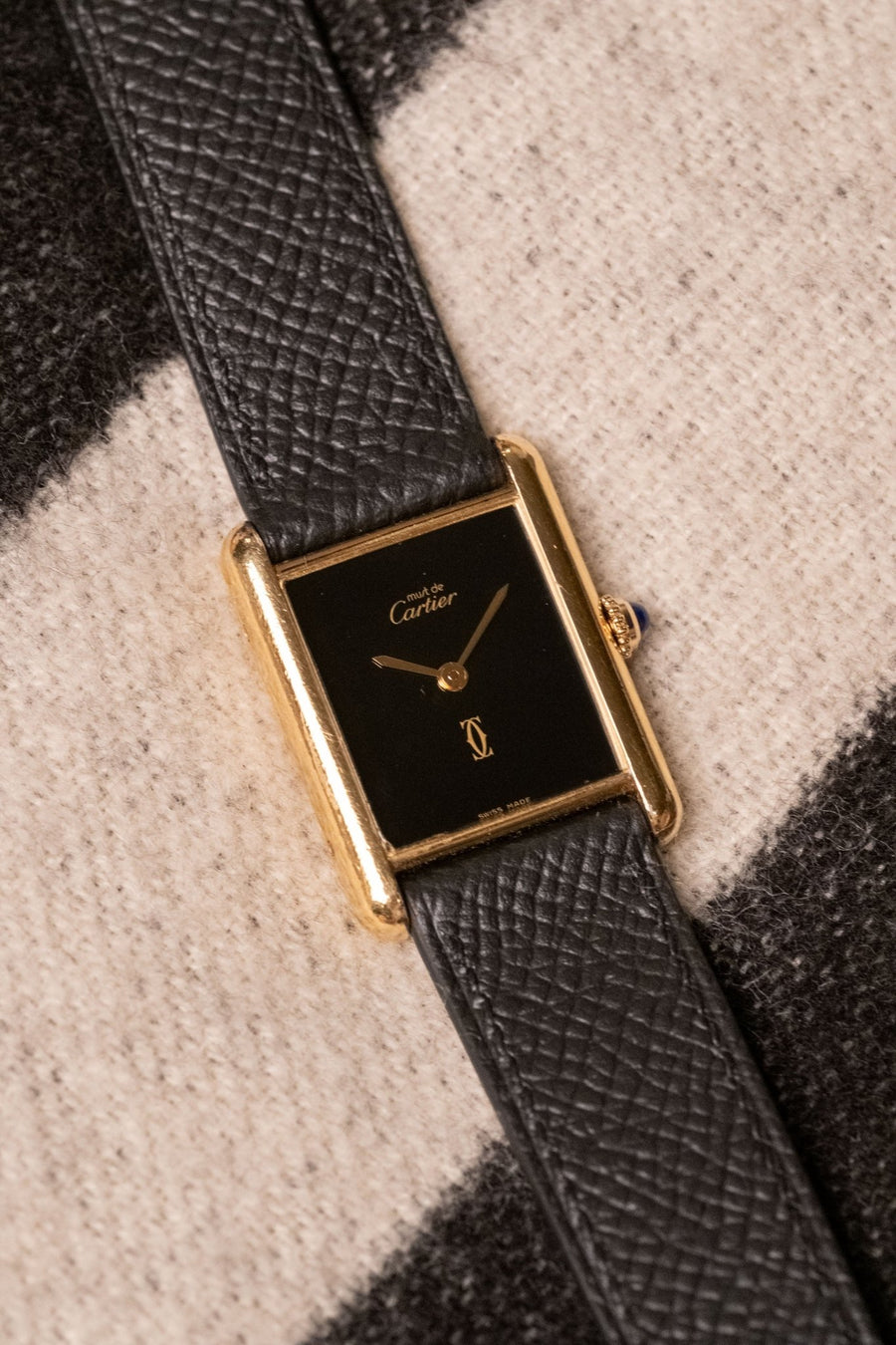 1990 Cartier Tank Vermeil Black Onyx Dial - Wrist Story Pty Ltd