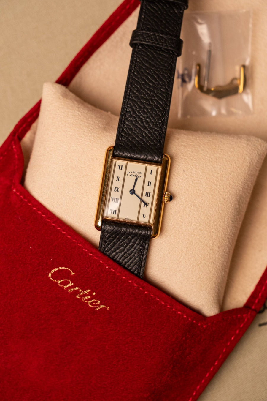 1990s Cartier Tank Vermeil Column Dial Large Quartz pre-owned watch Wristory Melbourne