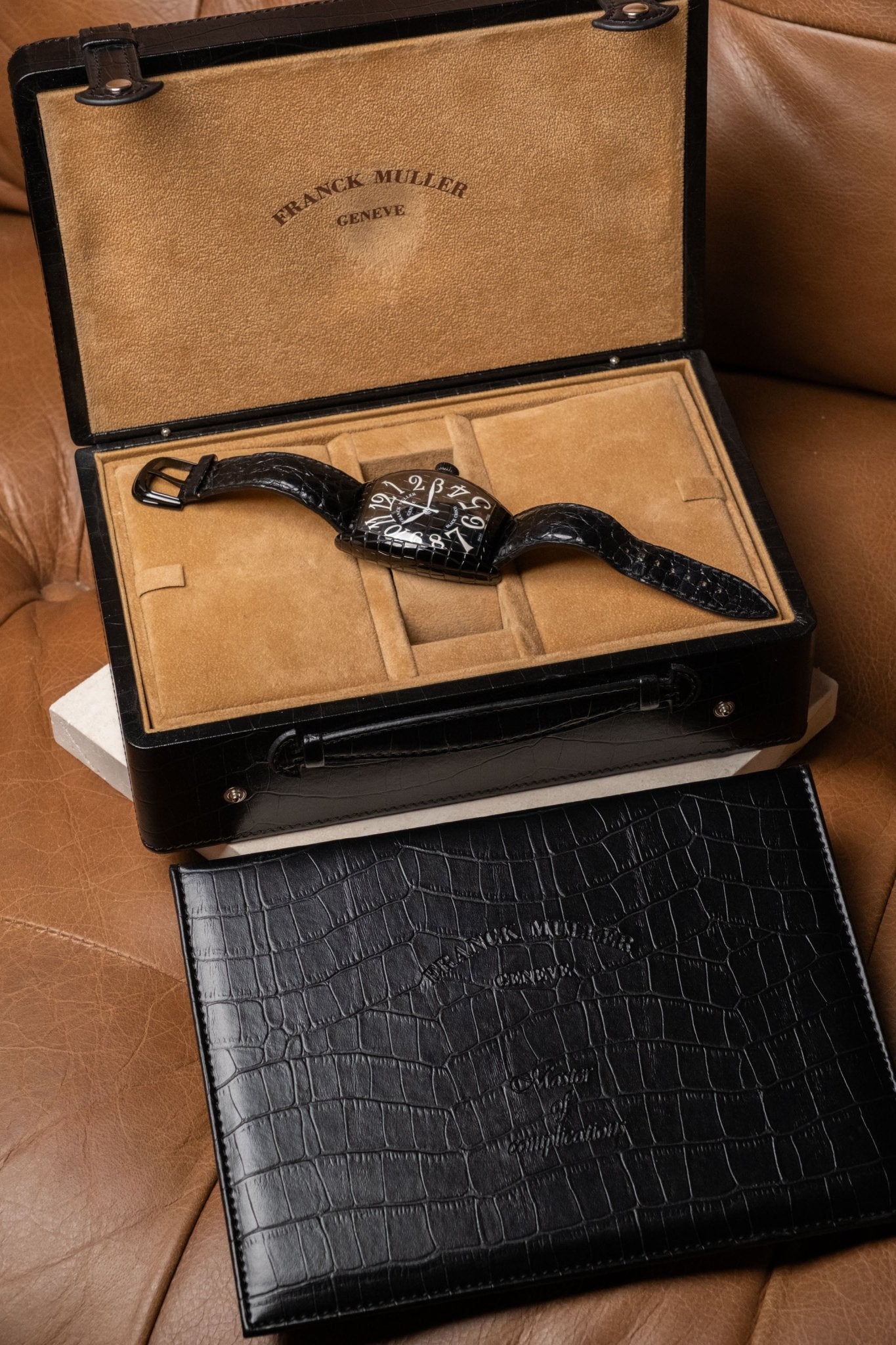 2016 Franck Muller Cintrée Curvex Black Croco 9880 full set box and papers