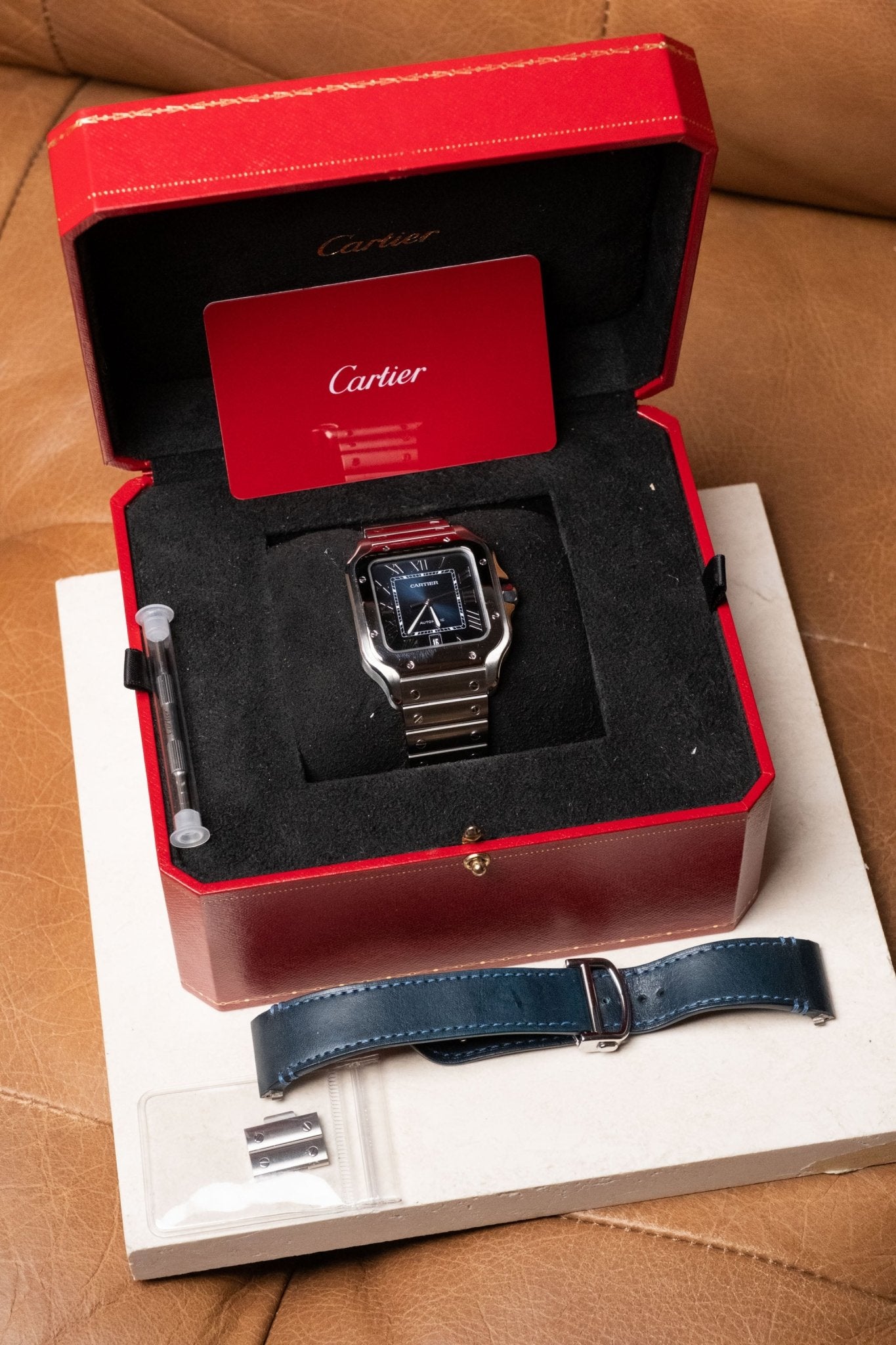 2021 Cartier Santos Blue Large WSSA0030 full set box and papers