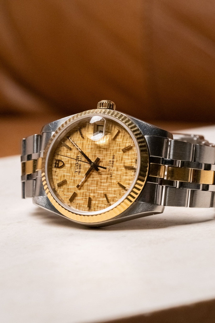 Circa 1990s Tudor Prince Date Champagne Linen Dial 74033 - Wristory