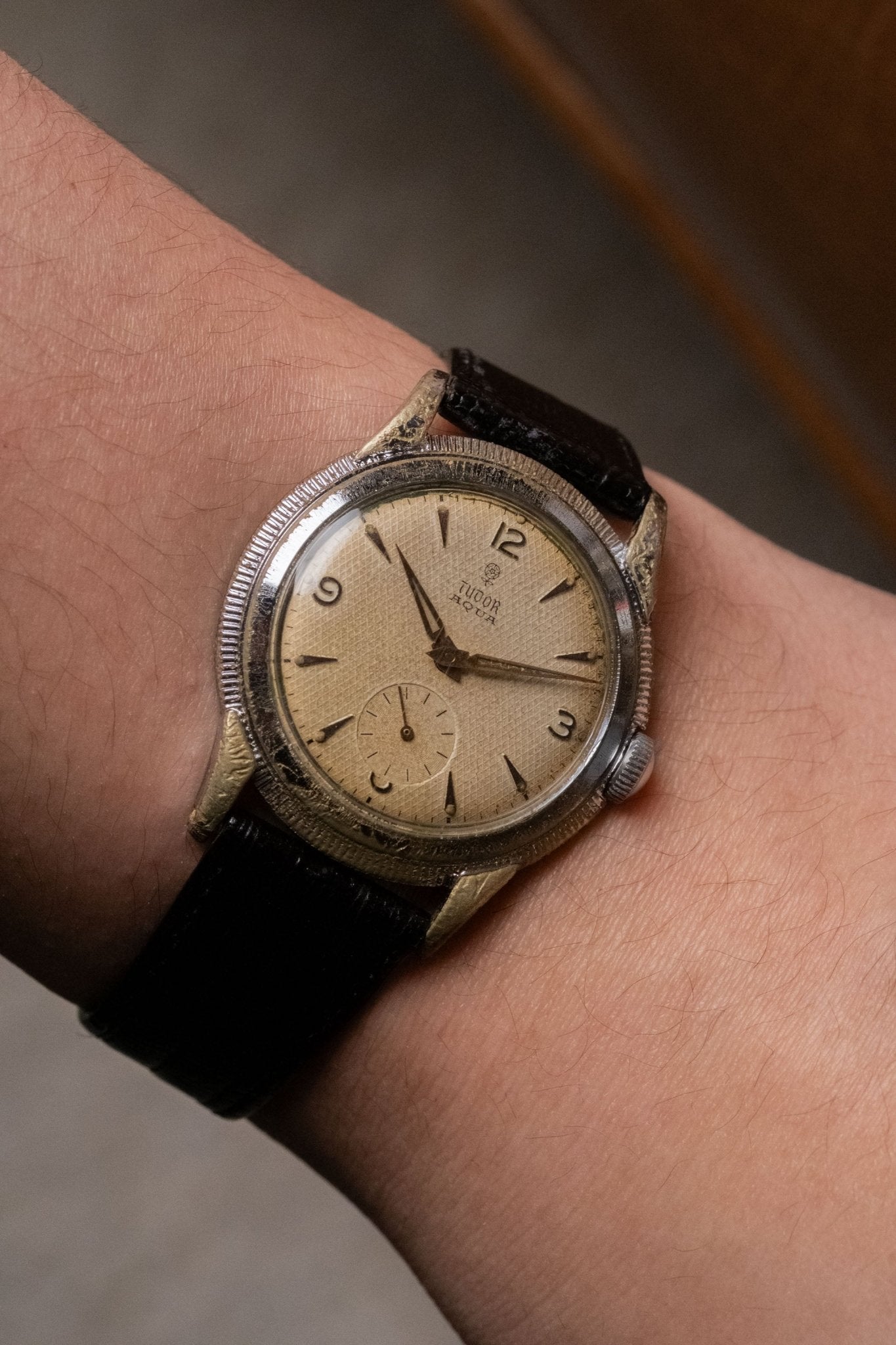 1950s Tudor Aqua Manual - Wind Honeycomb Dial Serviced - Wristory