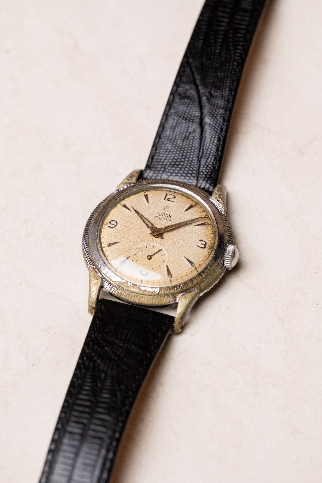 1950s Tudor Aqua Manual - Wind Honeycomb Dial Serviced - Wristory