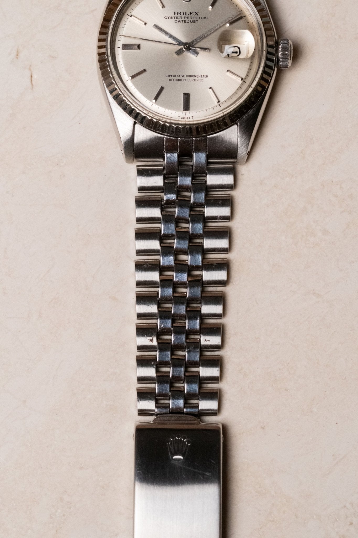 1975 Rolex Datejust 36 Silver “Doorstop” Pie - Pan “Doorstop” Dial Fluted Jubilee Ref. 1601 - Wristory