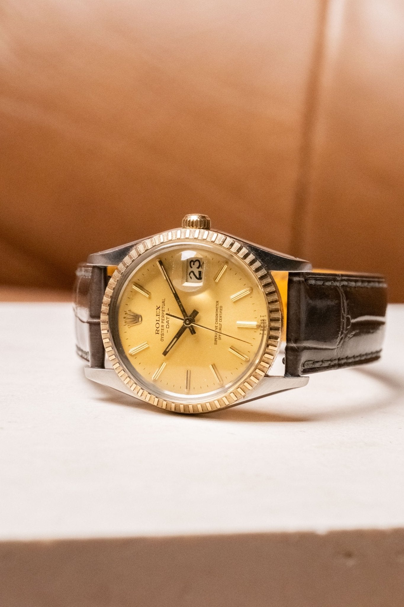 1982 Rolex Oyster-Perpetual Date Champagne 15053 pre-owned watch Wristory Melbourne