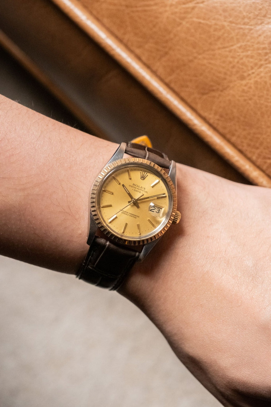 1982 Rolex Oyster-Perpetual Date Champagne 15053 pre-owned watch Wristory Melbourne