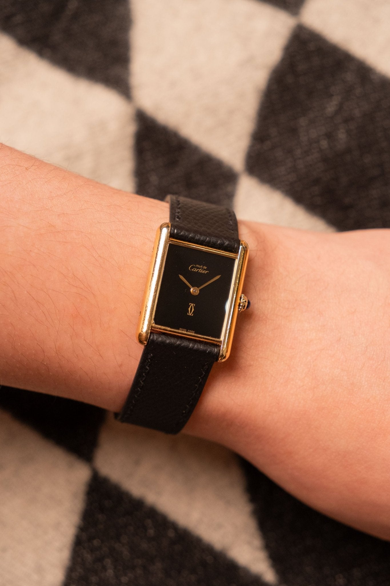 1990 Cartier Tank Vermeil Black Onyx Dial - Wrist Story Pty Ltd