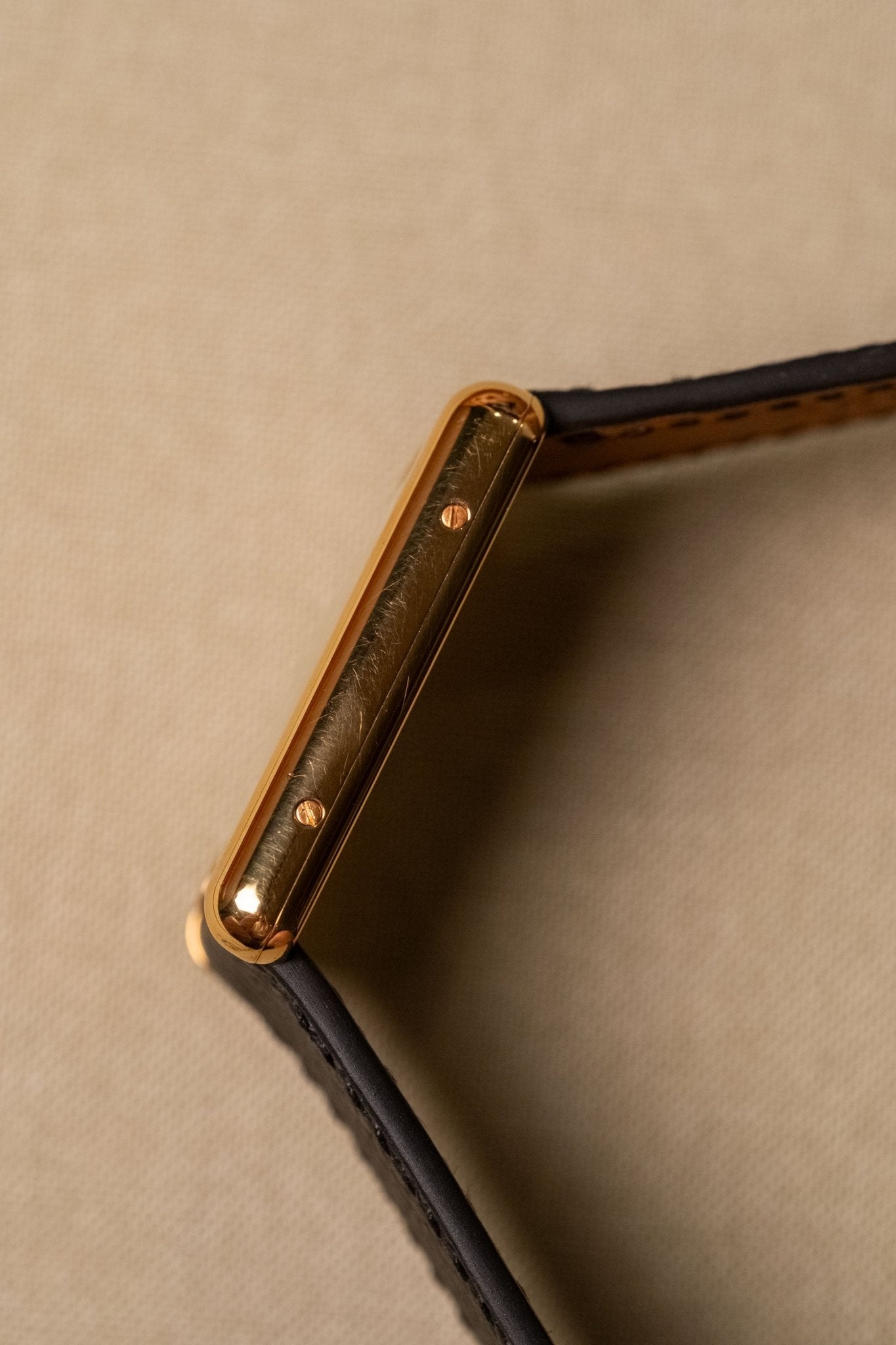 1990s Cartier Tank Vermeil Column Dial Large Quartz case profile side view
