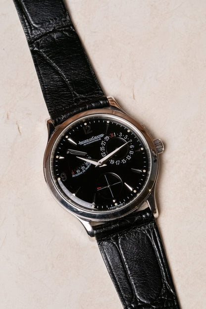 1990s Jaeger-LeCoultre Master Control Automatic Black Dial “Automatique” 140.8.93 dial detail close-up