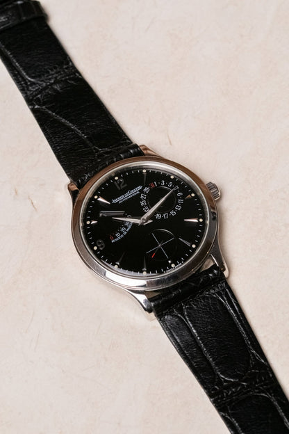 1990s Jaeger-LeCoultre Master Control Automatic Black Dial “Automatique” 140.8.93 dial detail close-up