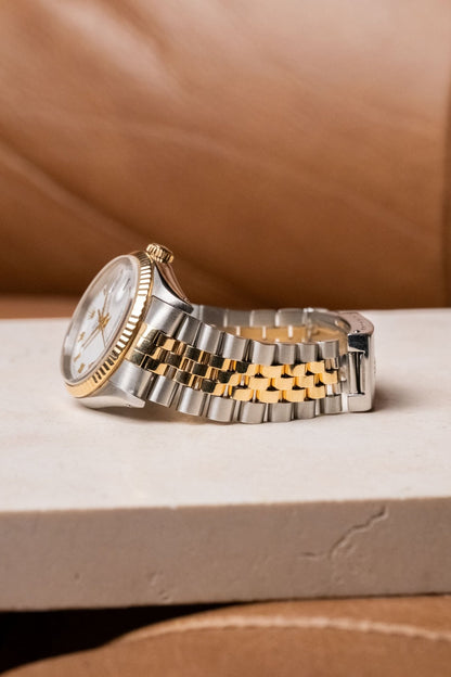 1993 Rolex Datejust 36 Two - Tone White Roman Dial Ref 16233 - Wristory