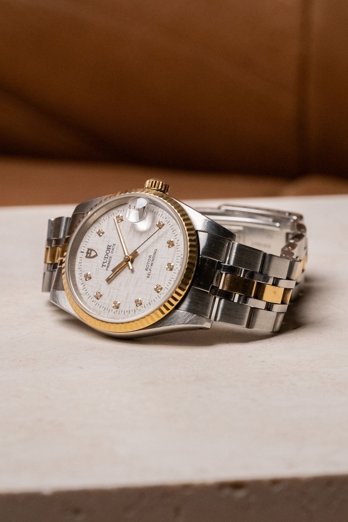 1996 & 1998 Tudor Prince & Princess Oyster-Date 72033 & 92413 dial detail close-up