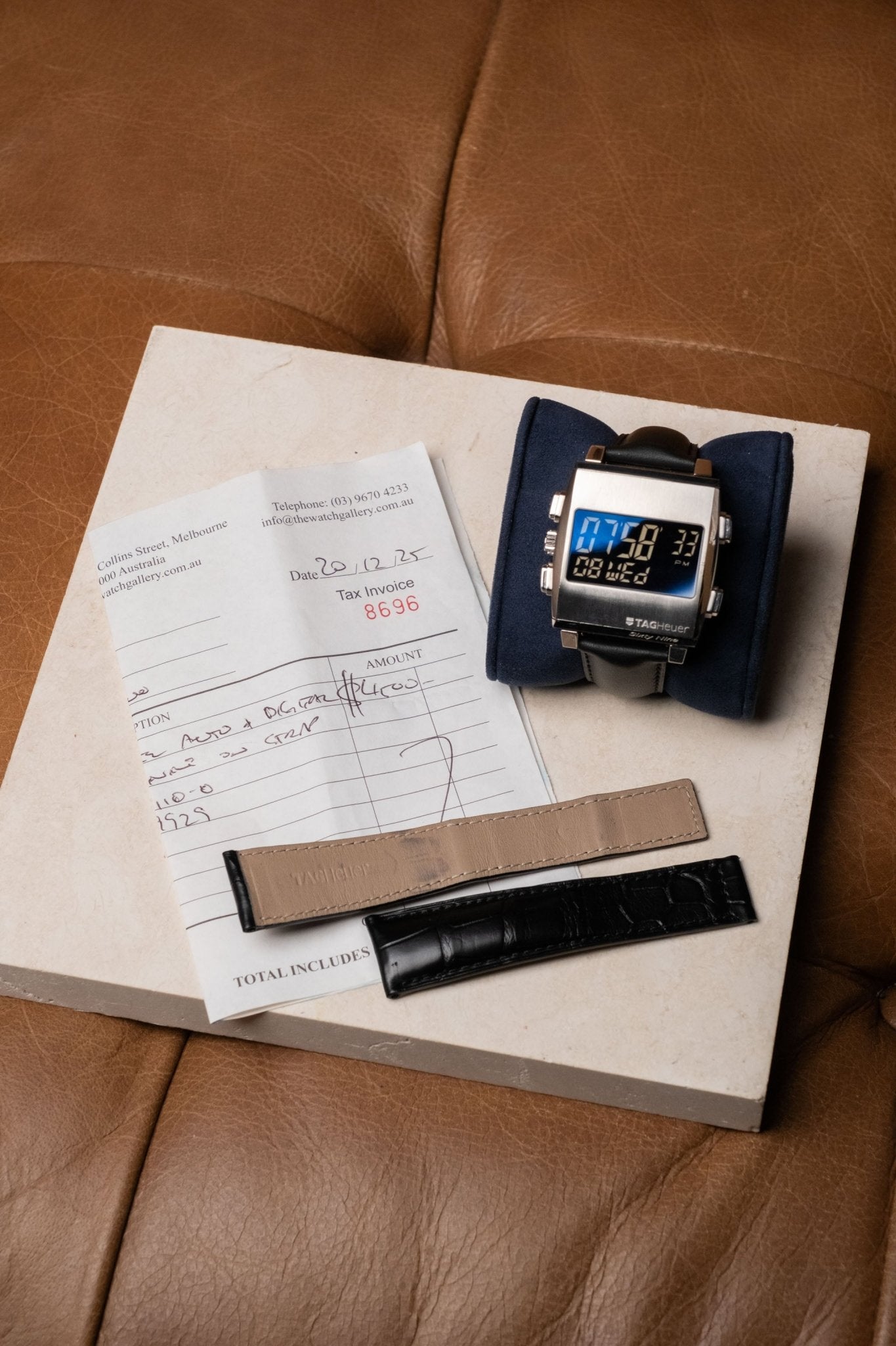 2000s TAG Heuer Monaco Sixty Nine Ref CW9110.FC6177 Black Sunray Dial Mechanical - Digital Flip Chronograph Watch - Wristory