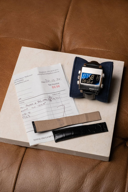 2000s TAG Heuer Monaco Sixty Nine Ref CW9110.FC6177 Black Sunray Dial Mechanical - Digital Flip Chronograph Watch - Wristory