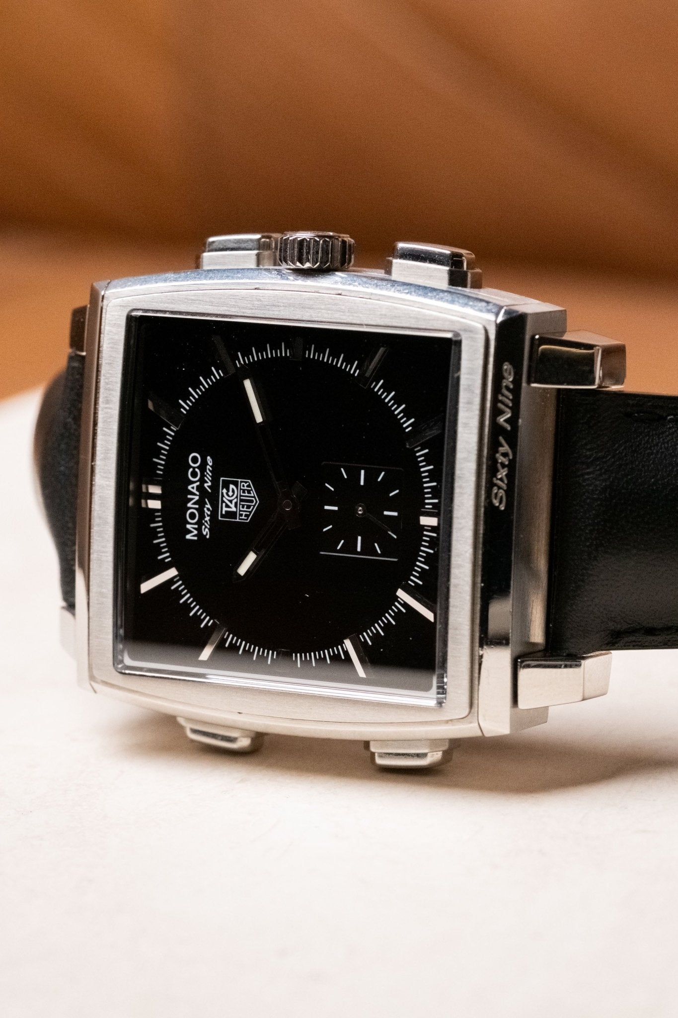 2000s TAG Heuer Monaco Sixty Nine Ref CW9110.FC6177 Black Sunray Dial Mechanical - Digital Flip Chronograph Watch - Wristory