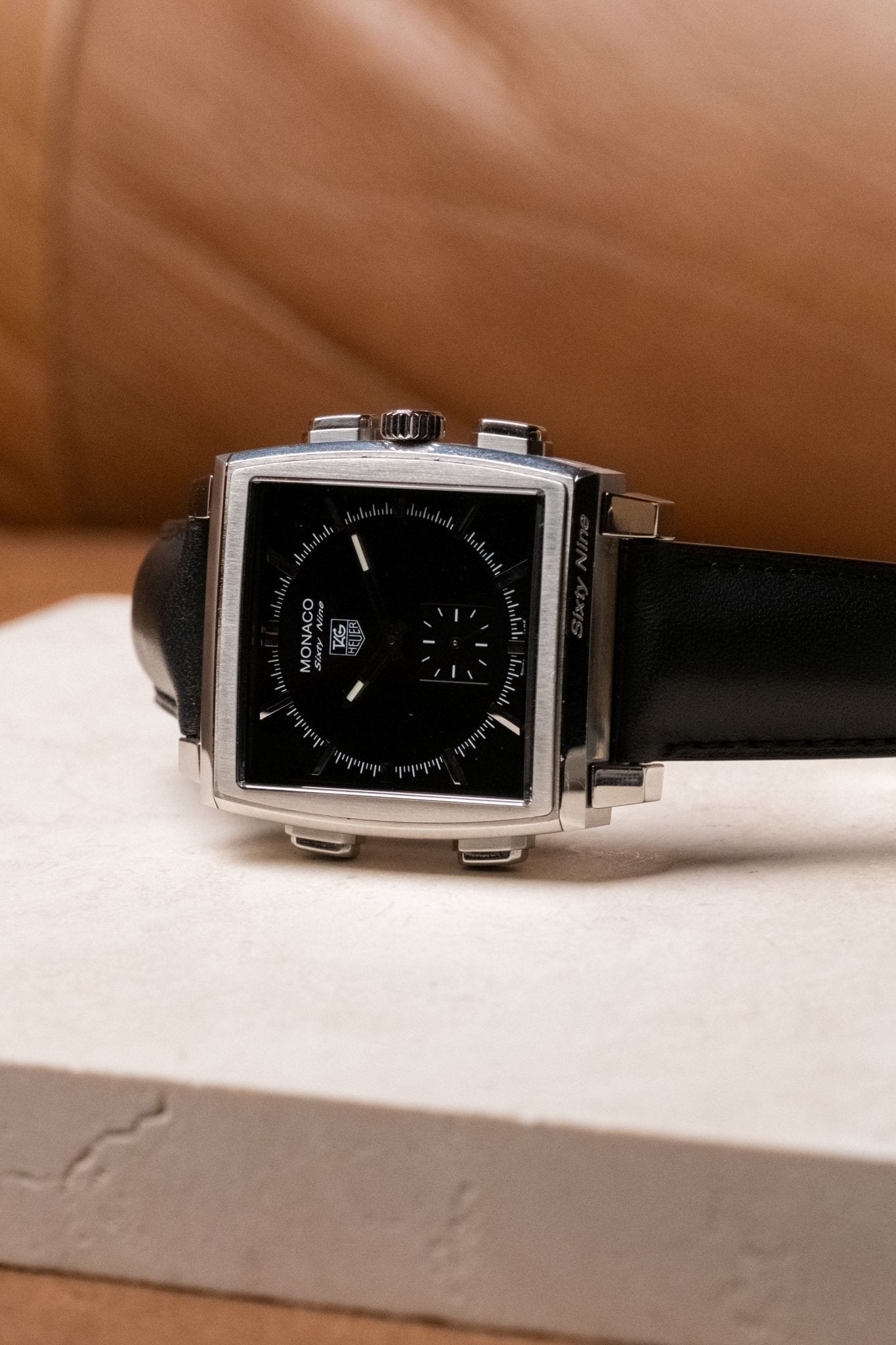 2000s TAG Heuer Monaco Sixty Nine Ref CW9110.FC6177 Black Sunray Dial Mechanical - Digital Flip Chronograph Watch - Wristory