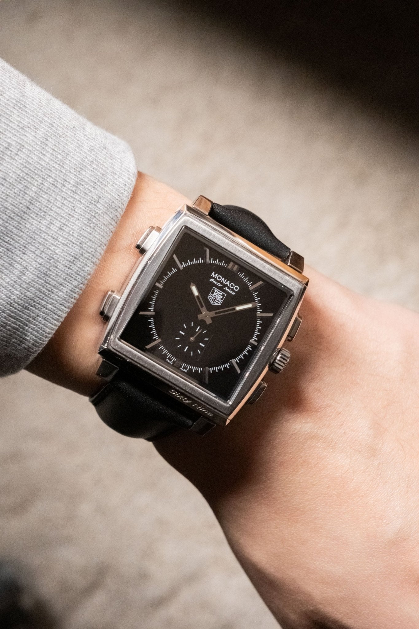 2000s TAG Heuer Monaco Sixty Nine Ref CW9110.FC6177 Black Sunray Dial Mechanical - Digital Flip Chronograph Watch - Wristory