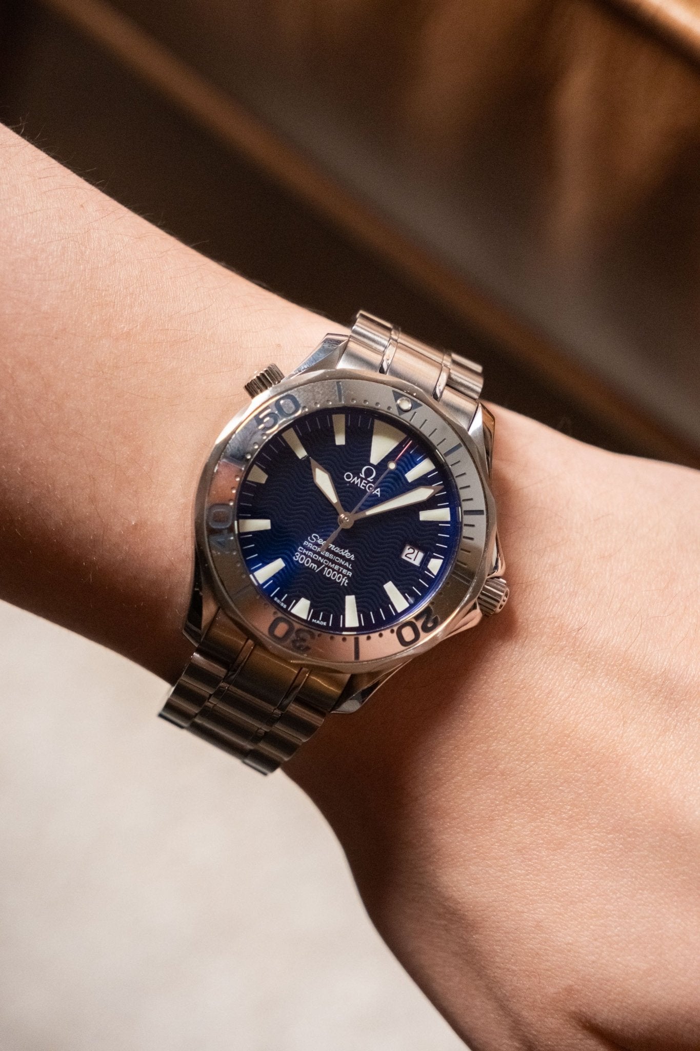 2007 OMEGA Seamaster Diver 300M 41mm Electric Blue Dial Automatic Ref 2250.80 - Wristory