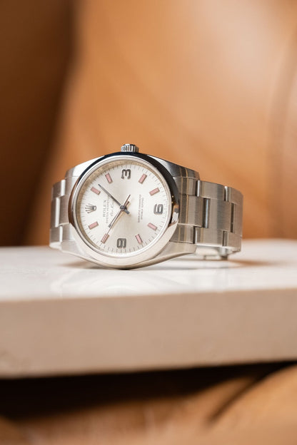 2008 Rolex Air King Oyster Perpetual 34 Pink Indexes 3/6/9 Dial Ref. 114200 - Wristory