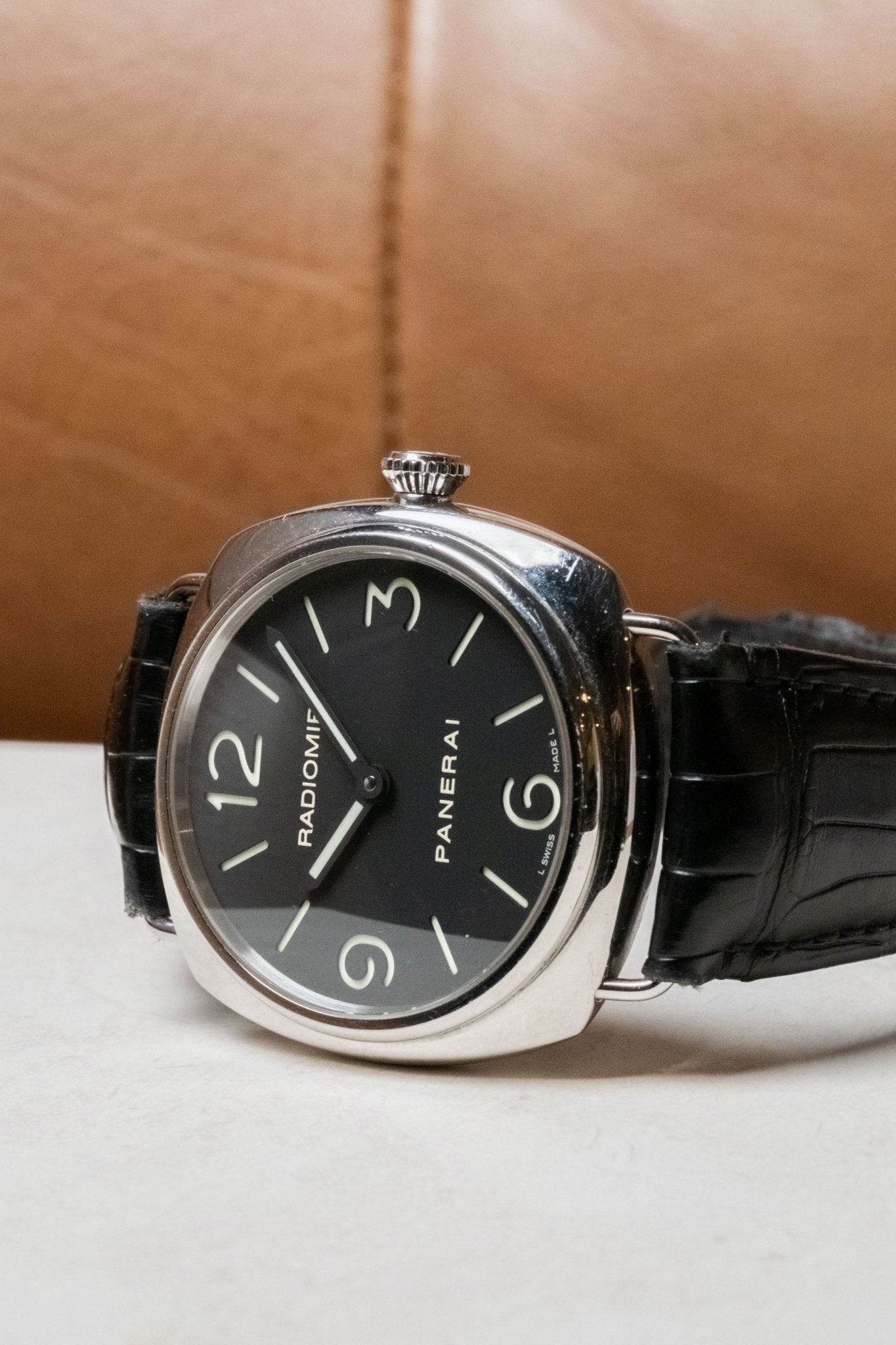 2010 Officine Panerai Radiomir “Sandwich Dial” PAM 00210 dial detail close-up
