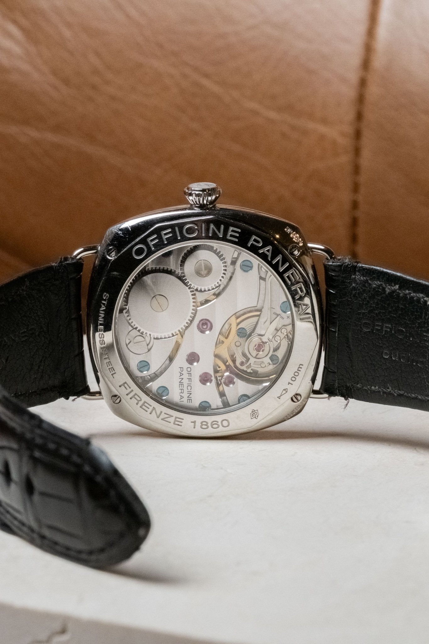 2010 Officine Panerai Radiomir “Sandwich Dial” PAM 00210 caseback view