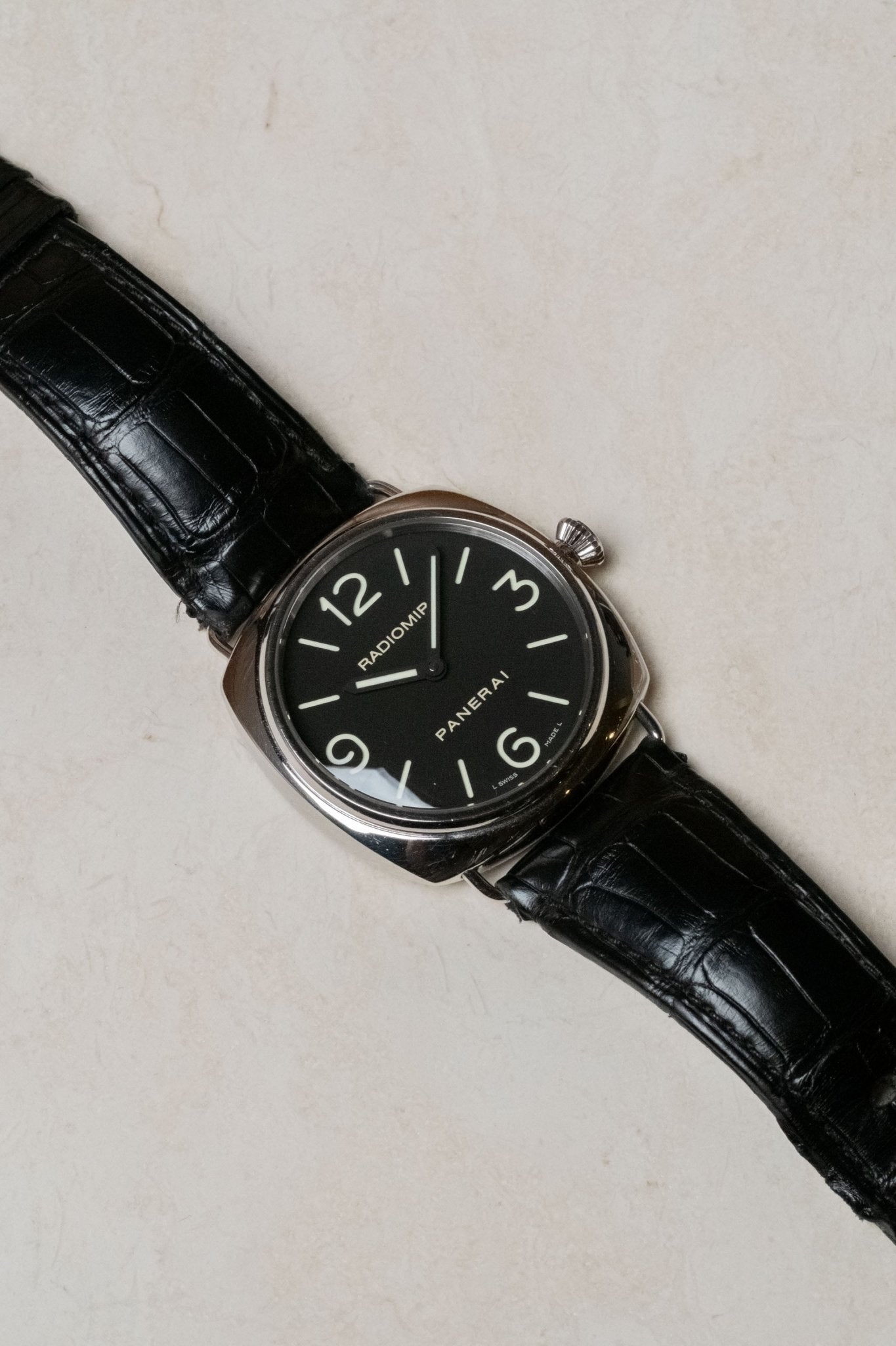 2010 Officine Panerai Radiomir “Sandwich Dial” PAM 00210 dial detail close-up
