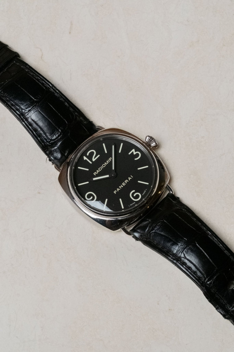 2010 Officine Panerai Radiomir “Sandwich Dial” PAM 00210 dial detail close-up