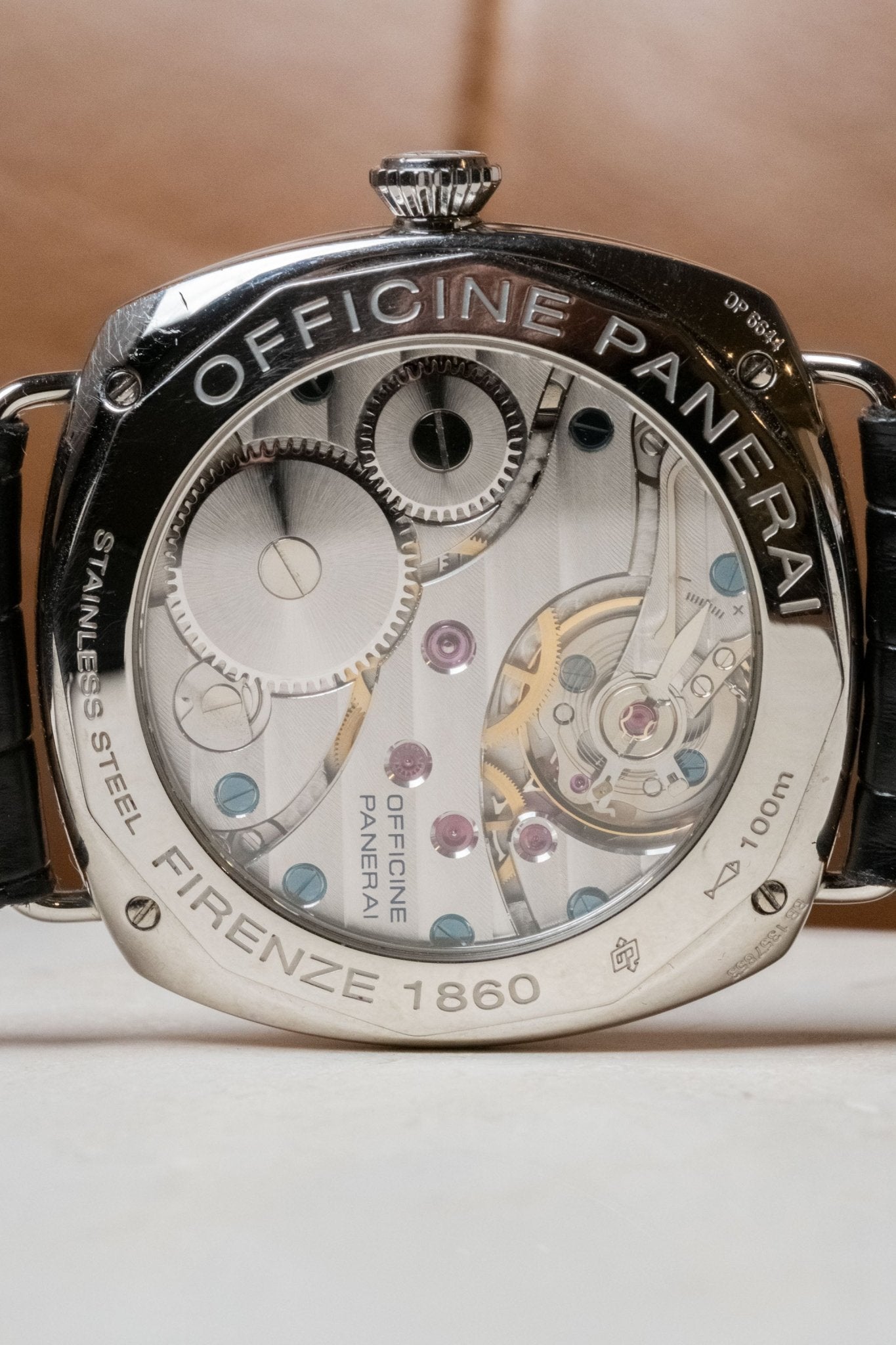 2010 Officine Panerai Radiomir “Sandwich Dial” PAM 00210 caseback view