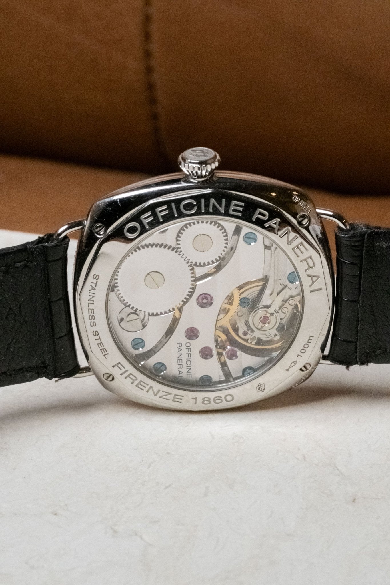 2010 Officine Panerai Radiomir “Sandwich Dial” PAM 00210 caseback view