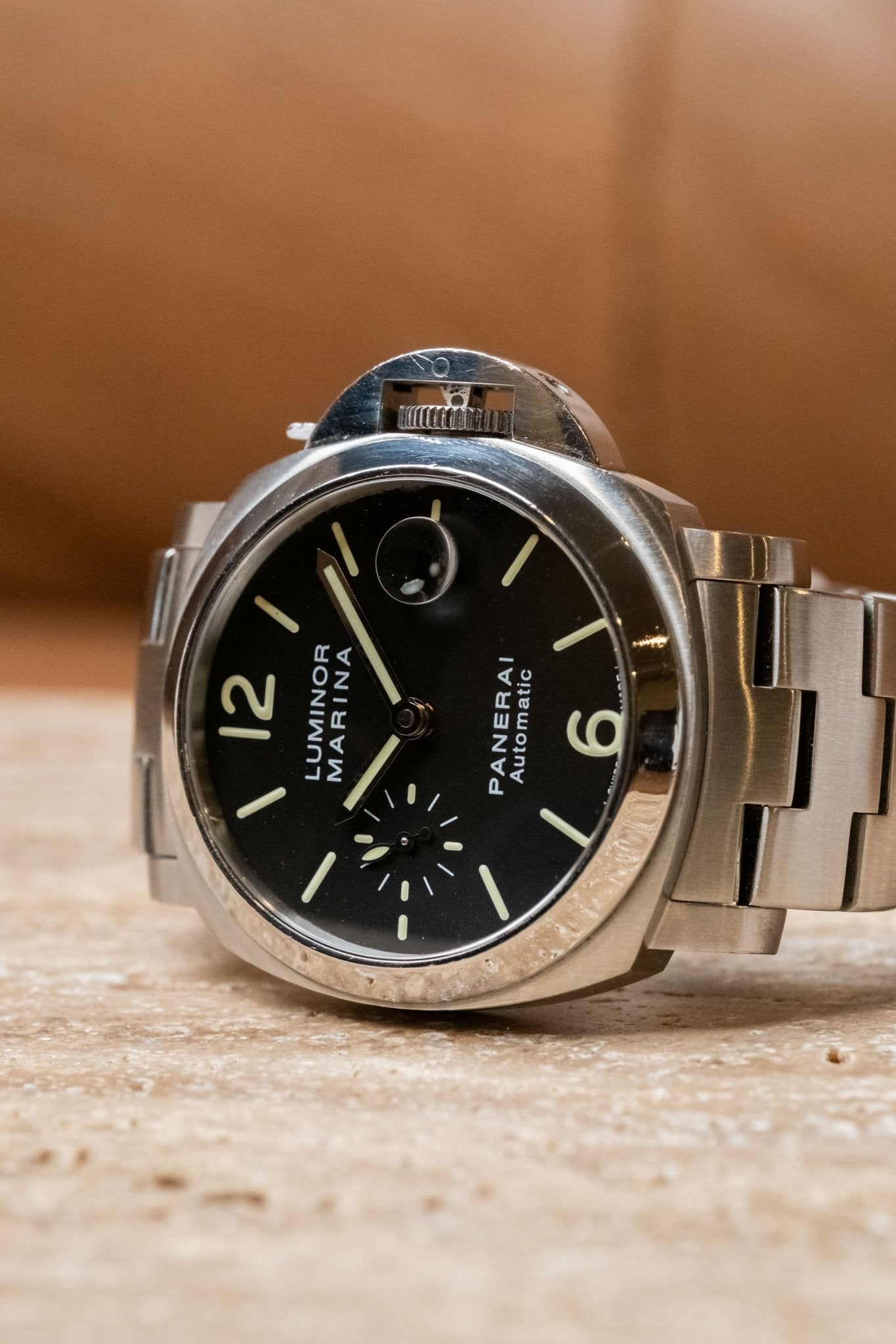 2011 Officine Panerai Luminor Marina PAM 00298 dial detail close-up