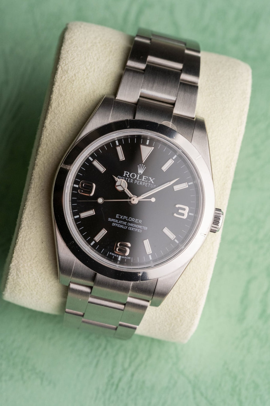 2011 Rolex Explorer 214270 Mark 1 dial detail close-up