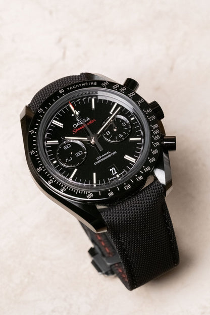 2014 OMEGA Speedmaster Ceramic OG “Dark Side of the Moon” 311.92.44.51.01.003 dial detail close-up
