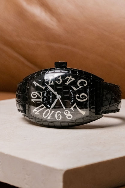 2016 Franck Muller Cintrée Curvex Black Croco 9880 dial detail close-up