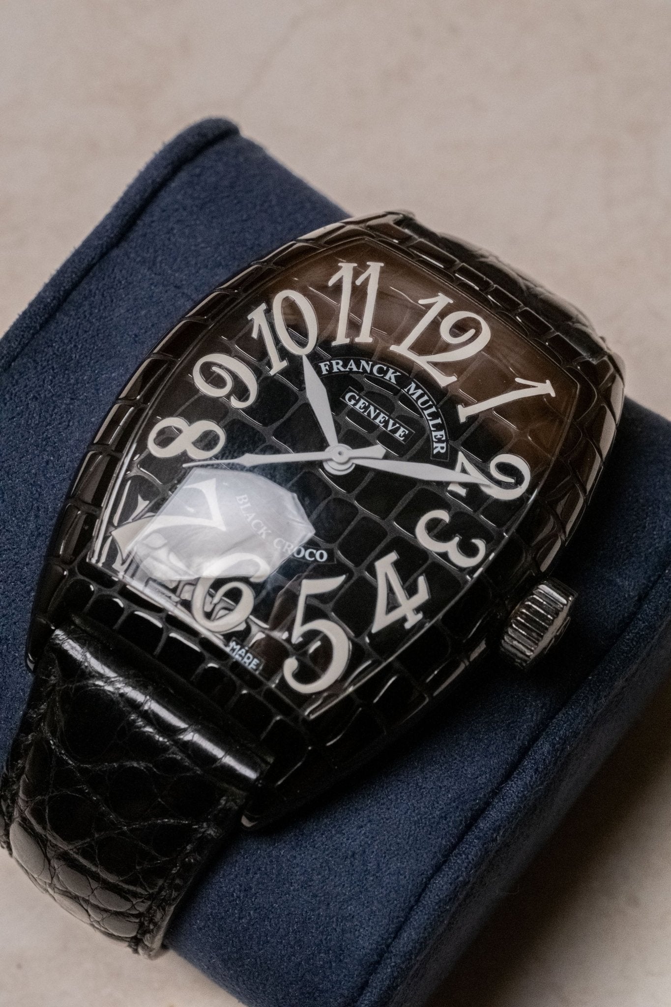 2016 Franck Muller Cintrée Curvex Black Croco 9880 dial detail close-up