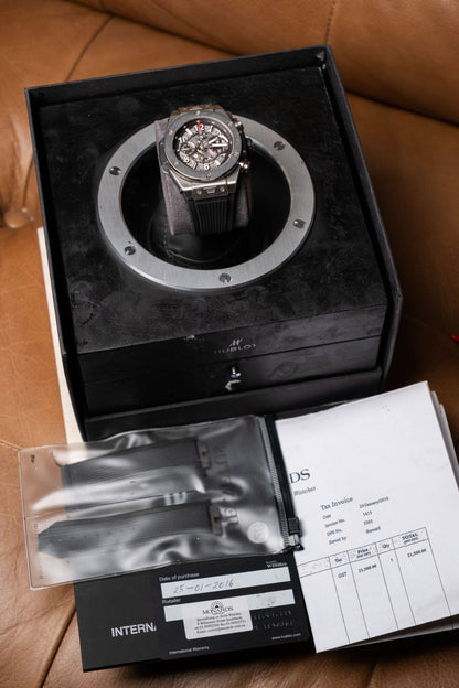 2016 Hublot Big Bang Unico Titanium Skeleton 411.NX.1170.RX full set box and papers