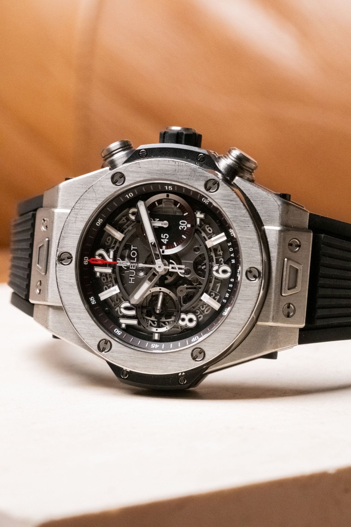 2016 Hublot Big Bang Unico Titanium Skeleton 411.NX.1170.RX dial detail close-up