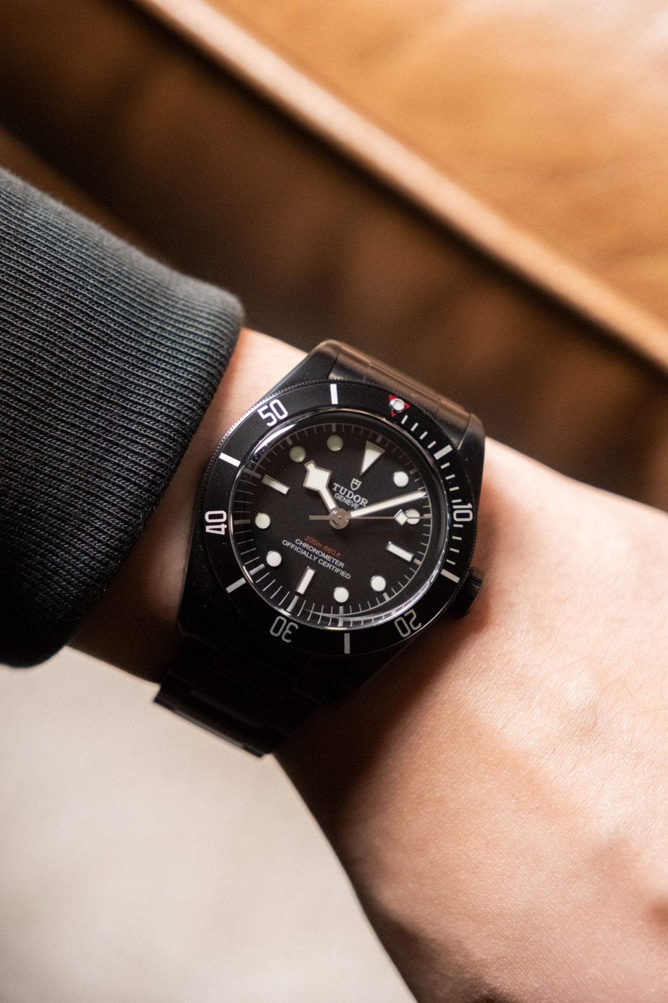 2018 Tudor Black Bay Steel Dark PVD Bracelet 79230DK dial detail close-up