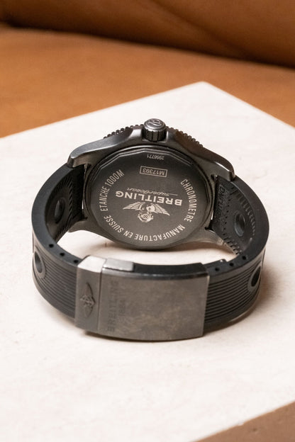 2019 Breitling Superocean 44mm Special Black Steel Case M1739313 caseback view