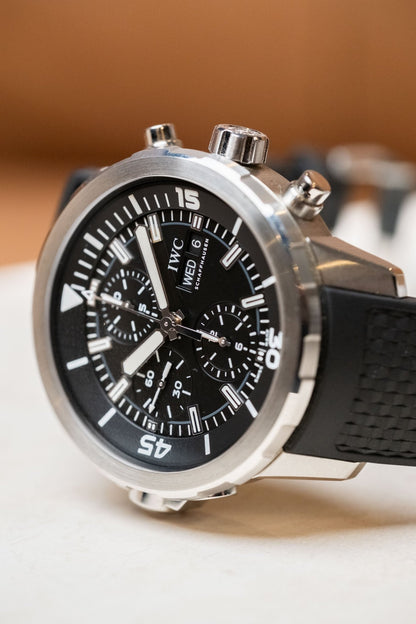 2019 IWC Schaffhausen Aquatimer Chronograph dial detail close-up