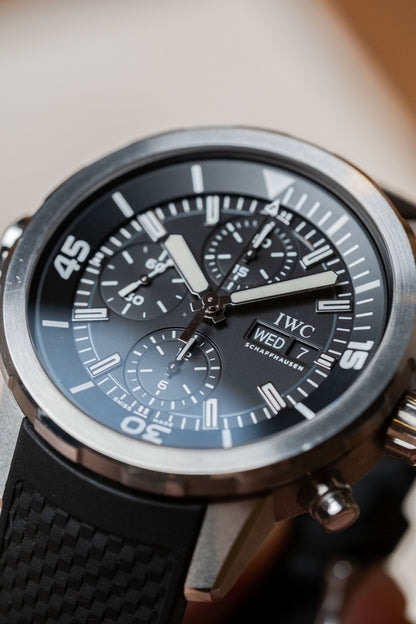 2019 IWC Schaffhausen Aquatimer Chronograph dial detail close-up