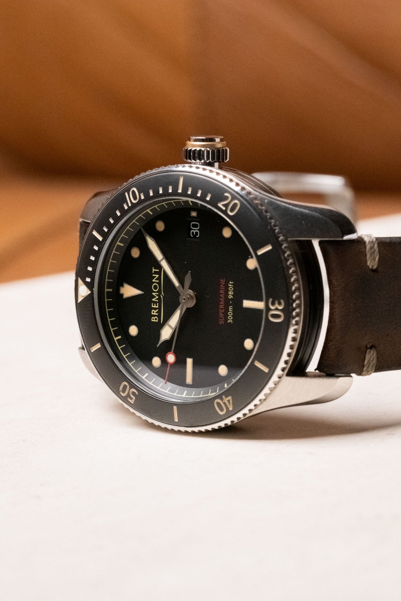 2020 Bremont Supermarine Type 300 S301-BK dial detail close-up