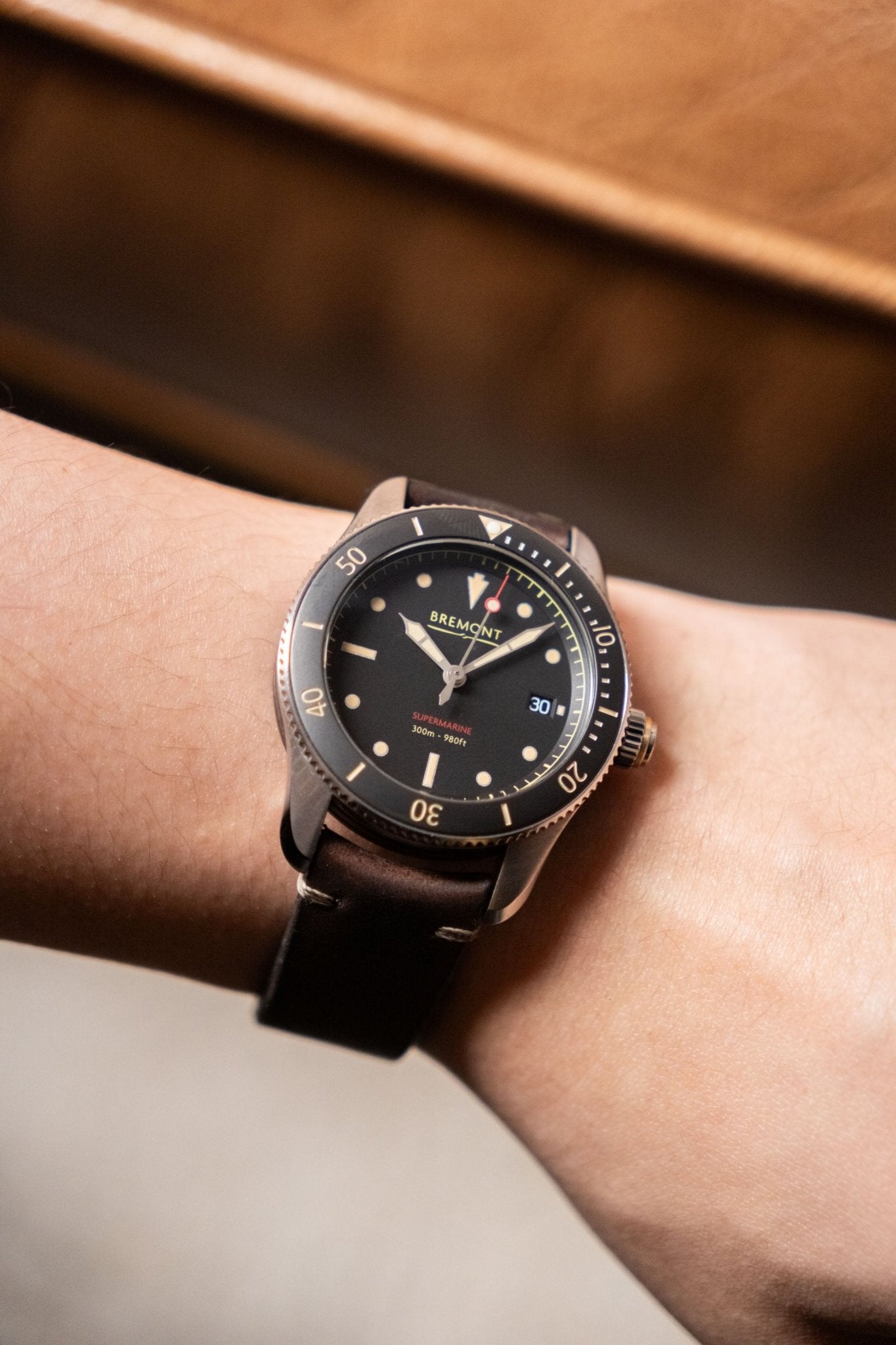 2020 Bremont Supermarine Type 300 S301-BK dial detail close-up
