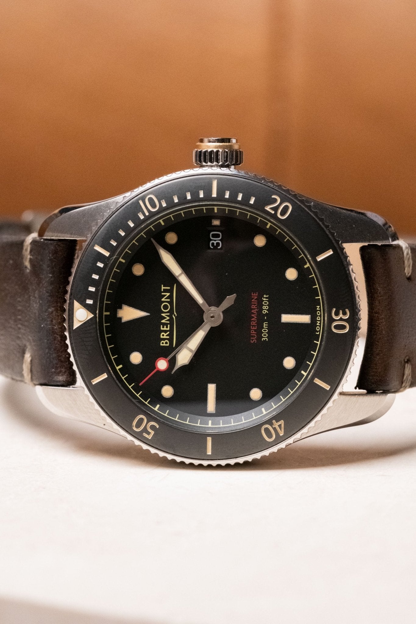 2020 Bremont Supermarine Type 300 S301-BK dial detail close-up