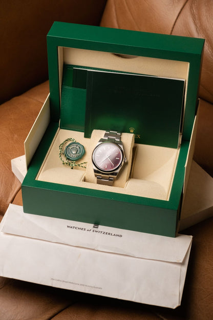2020 Rolex Oyster Perpetual 39 Red Grape Ref. 114300 - Wristory