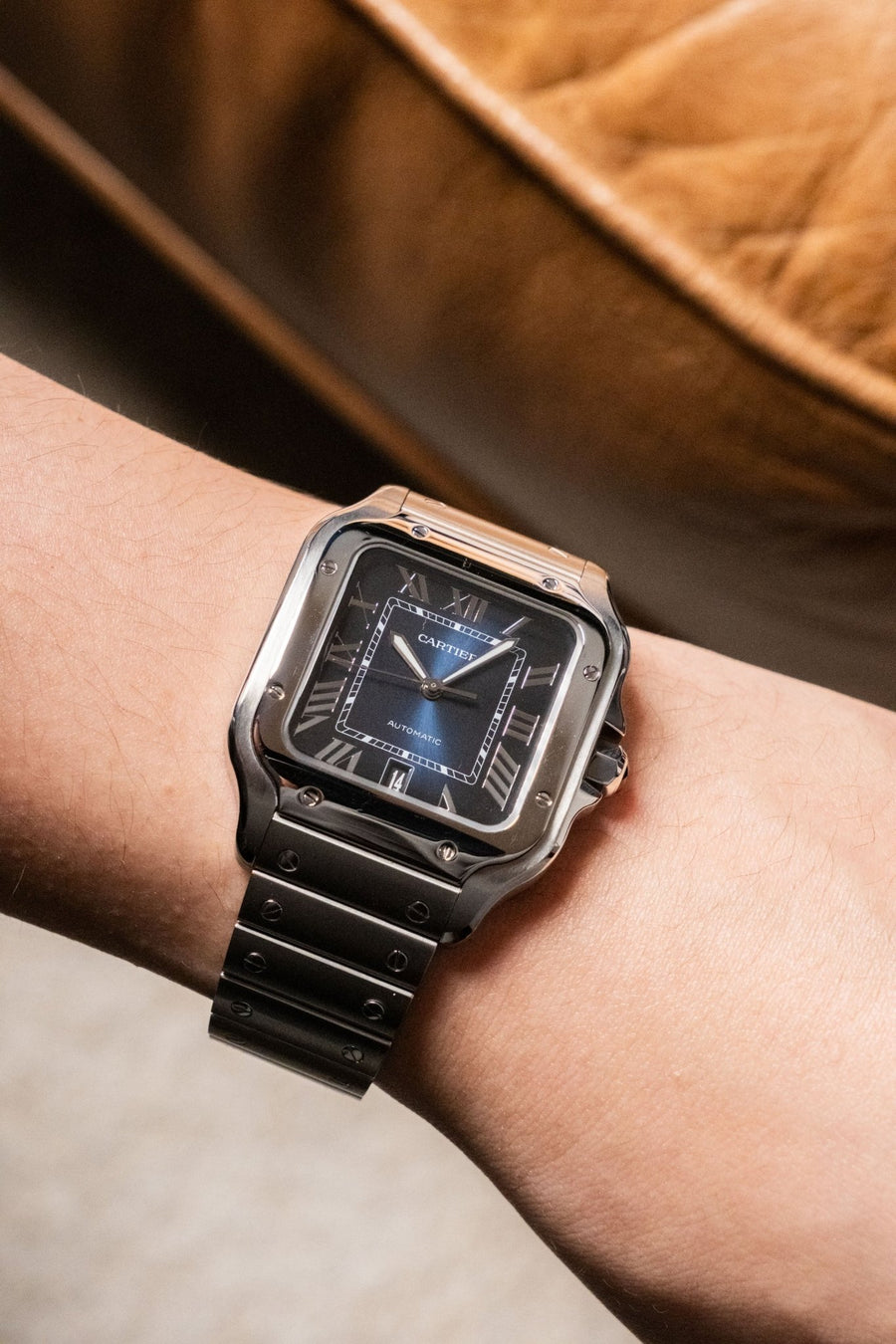 2021 Cartier Santos Blue Large WSSA0030 pre-owned watch Wristory Melbourne