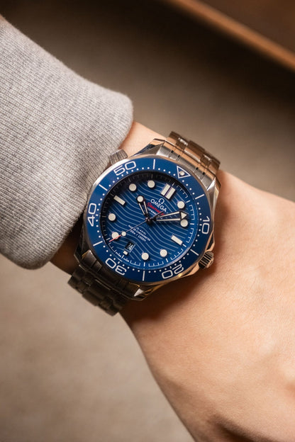 2021 Omega Seamaster Diver 300M Blue Dial on Bracelet Ref. 210.30.42.20.03.001 - Wristory