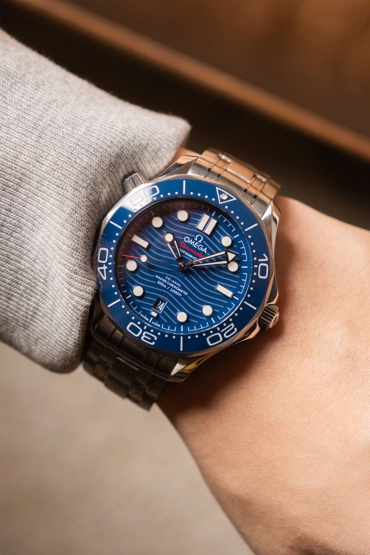 2021 Omega Seamaster Diver 300M Blue Dial on Bracelet Ref. 210.30.42.20.03.001 - Wristory