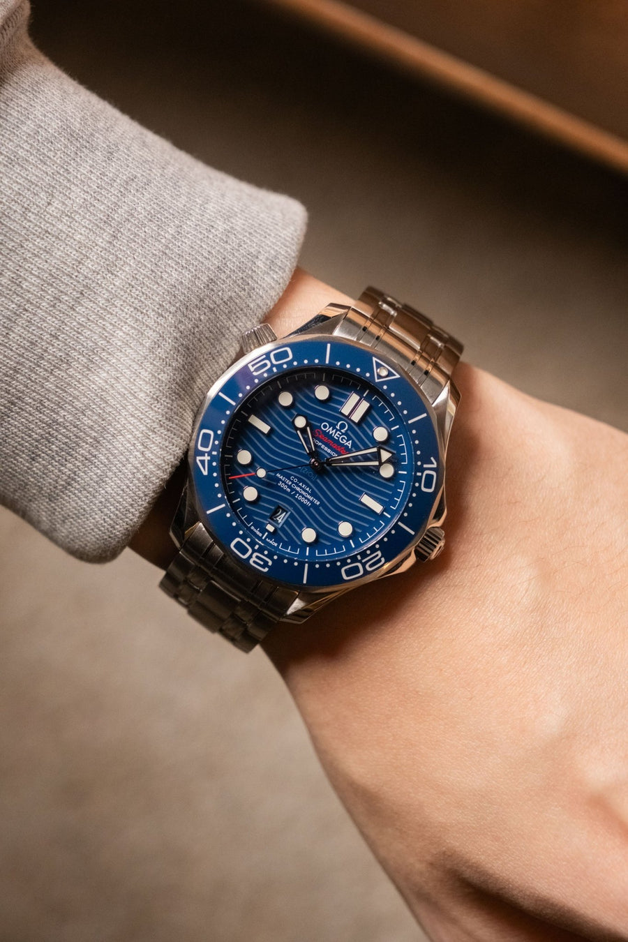 2021 Omega Seamaster Diver 300M Blue Dial on Bracelet Ref. 210.30.42.20.03.001 - Wristory