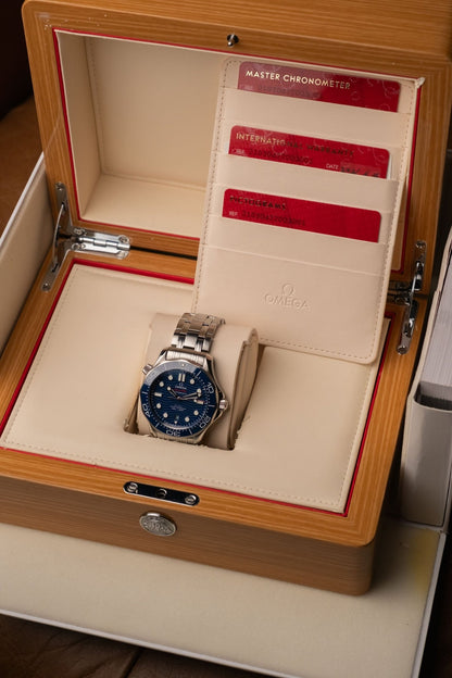 2021 Omega Seamaster Diver 300M Blue Dial on Bracelet Ref. 210.30.42.20.03.001 - Wristory