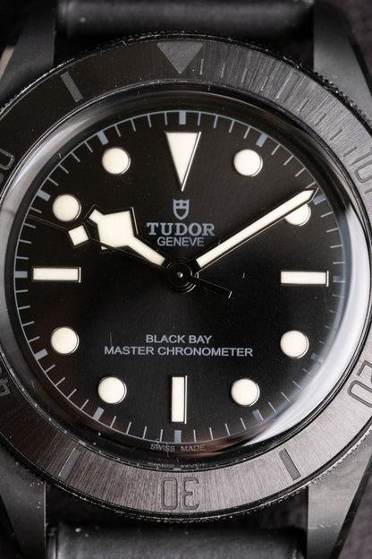 2021 Tudor Black Bay Master Chronometer Ceramic dial detail close-up